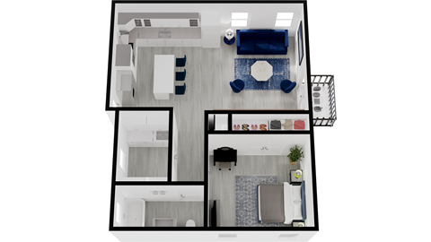 the floor plan of studio apartment with bedroom and living room